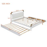 Queen Size Wooden Storage Platform Bed, with 2 Big Drawers, T-XL Size Trundle, White 32072056