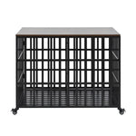 ZUN 42" Heavy Duty Dog Crate for Large Medium Dogs, Furniture Style cage with 4 Lockable Wheels and 2 W206P146720