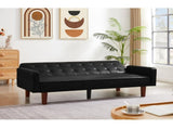 Black Convertible Double Folding Room Sofa Bed, PU Leather, Tufted Buttons, Suitable for 97825531