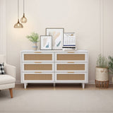51.18"6-Drawers Rattan Storage Cabinet Rattan Drawer,for Bedroom,Living Room,White 24456467