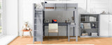 ZUN Full Size Loft Bed with Desk and Shelf - Gray 55051044