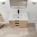 ZUN 30 Inch Wall Mounting Bathroomg Vanity With Sink, Soft Close Drawer and Side Shelf 73518205