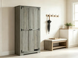 Distressed Gray 67" Tall Farmhouse Food Pantry Freestanding Cabinet with Multi-Level Adjustable 31486998