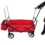 ZUN Garden Shopping Beach Cart folding wagon red W22730110