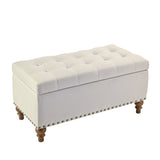 Ottoman storage bench, recessed support hinge top easy to open, rivet trim around, bedroom, W2941P242252