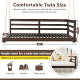 TOPMAX Country Patio Wooden Twin Size Swing Daybed Porch Swing Frame with 4pcs 96-inch Hemp Ropes N717P265856D