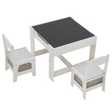 ZUN Children's Wooden Table And Chair Set With Two Storage Bags Grey And 60310011