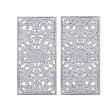 Distressed Carved Wood 2-piece Wall Decor Set B03598786