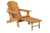 Outdoor Wooden Folding Adirondack Chair with Retractable Ottoman, Pre-Assembled BackRest & W2640P290601