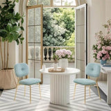 Modern Dining Chairs Set of 2, Beige & Green Upholstered Accent Chairs with Metal Legs N842P284565C