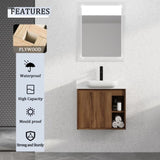 24'' Wall-Mounted Bathroom Vanity with White Ceramic Sink & Soft-Close Door, KD-Packing W999P263406
