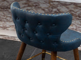 Nevis Mid-century Modern Faux Leather Tufted Nailhead Trim Counter Stool Set of 2, Blue T2574P165097
