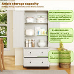 ZUN 70" Tall Kitchen Pantry Storage with 2 Drawers and 3 Shelves, Minimalist Wood Large Storage W2557P167887