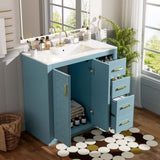 36'' Bathroom Vanity with Ceramic Sink Combo, Solid Wood Frame Bathroom Storage Cabinet, N710P243327M