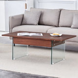 43.3-inch coffee table with lifting function - Combining walnut wood grain with W1512P316123