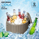 9.5 Gallon Cooler Side Table, Portable Ice Chest with Built-in Handle, Multifunctional Ice Cooler 03843302