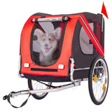 ZUN Dog Bike Trailer, Breathable Mesh Dog Cart with 3 Entrances, Safety Flag, 8 Reflectors, Folding Pet 57543487