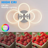 ZUN Modern LED, Flush Mount Ceiling Light with Dimmable Remote Control, 6Rings Acrylic Fixture for 33790869