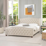 ZUN Fontana Wingback Upholstered Platform Bed Frame, King, Sky Neutral Beige Polyester B2719P238226