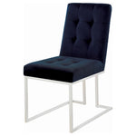 ZUN Blue and Chrome Tufted Back Dining Chair B062P153702