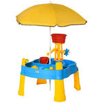 ZUN 2 in 1 cover sandbox with outdoor umbrella and multiple toys 03453644