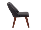 Mid-Century Modern Upholstered Chair in Walnut Bamboo and Black Faux Leather - Set of 2 B202P223663
