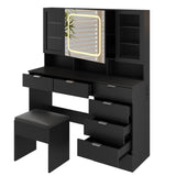 Large Vanity Table Set with LED Lighted Mirror, Vanity Desk with Charging Station, Makeup Table with 73192852