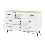 ZUN 7 Drawer Dresser for Bedroom with Deep Drawers, Wood & Chest of Drawers, Modern White Long W1820P152746