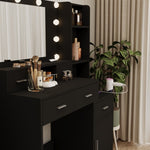 ZUN The black vanity with a mirror is equipped with a hair dryer rack, and the dressing tables in the W1320P186707