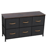 ZUN 3-Tier Wide Drawer Dresser, Storage Unit with 6 Easy Pull Fabric Drawers and Metal Frame, Wooden 46440438