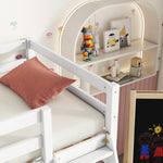 ZUN Twin Size High Loft Bed with inclined Ladder, Guardrails,White 52958115