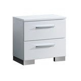 2 Drawers Wooden Nightstand, Glossy White B016P252235