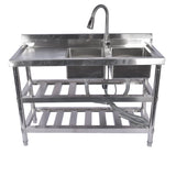 47.2 Inch Commercial Kitchen Prep & Utility Sink for Restaurant Kitchen Dual Bowl Style 99815903