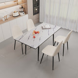 47"-63" extendable MDF modern dining and chair set, suitable for 2-6 people, white dining 09196366