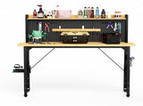 71''Adjustable Workbench with pegboard, Heavy Duty Wooden Desktop Workbench with Wheels, 1600 lb. W1162P384342