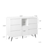 ZUN Living Room Sideboard Storage Cabinet White High Gloss with LED Light, Modern Kitchen Unit Cupboard 47042774