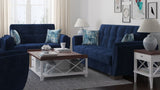 PrimeNest SkyHaven Collection Upholstered Convertible Sofabed with Storage, Blue Microfiber B030P286498