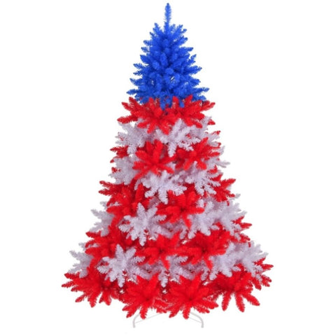 ZUN 7.5 FT Patriotic Artificial Christmas Tree, Hinged Tree 4th of July Patriotic Decorations with 1308 15983801