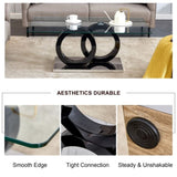 ZUN A rectangular modern and fashionable coffee table with tempered glass tabletop and black legs. W1151140298