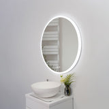 ZUN 32 in. Round Acrylic Framed Dimmable Anti-Fog LED Bathroom Vanity Mirror W716P233451