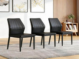 Set of 3 Black Dining Chairs, 37 inches High Ergonomic PU Backrest, Combines Comfort and W1151P442911