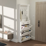 ZUN NEW White color shoe cabinet with 3 doors 2 drawers with hanger,PVC door with shape ,large space for W1320137989