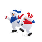 Set of 2 Lighted Running Snowman Christmas Decorations, Pre-lit 2D Holiday Decor with 120 Warm White 83521957