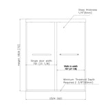 56-60" x 72" Tempered Glass, Aluminum Frame Double Sliding Shower Door, 1/4" , Stainless Steel T3736P351198