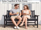 HDPE Outdoor Bench, Weather-Resistant Patio & Porch Bench With Aluminum-Reinforced Frame, 560 Lbs 01185495