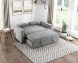 ZUN Modern Home Furniture Solid Wood Frame Sofa with Pull-Out Bed Gray Fabric Upholstered 2x Pillows B011125789