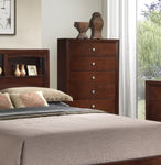 ZUN Brown Cherry 1pc Chest Nickel Round Knob Transitional Style 5-Drawers Chest Table Rubberwood B011P250828