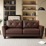 82" Genuine Leather match Two-Over-Two Sofa Living room coach Transitional sofa - Honey Brown W1896P175676