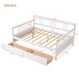 Full Size Daybed Wood Bed with Two Drawers,White 67032635