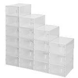 ZUN Shoe Storage Boxes 18 Pack Clear Plastic Stackable - White 71099697